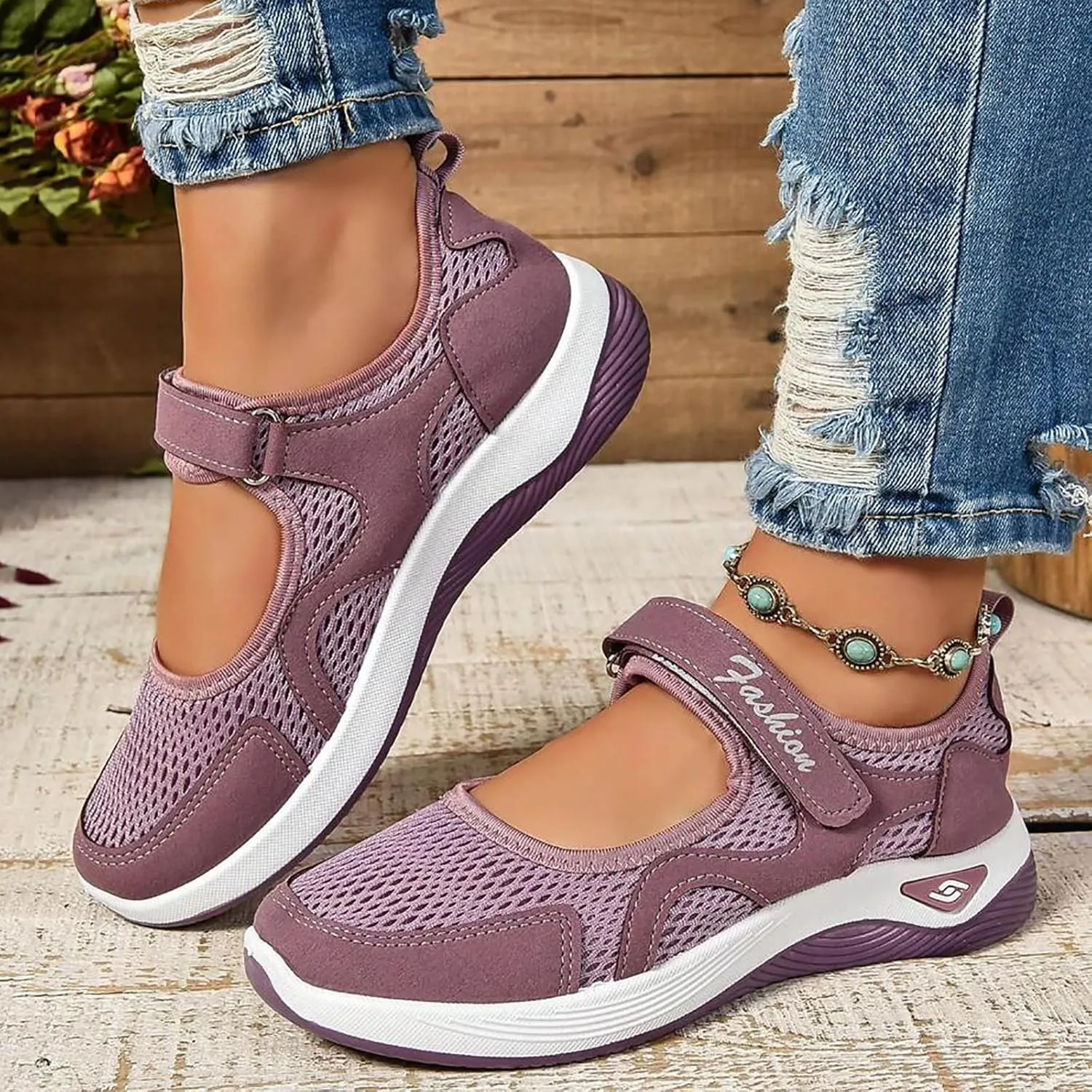 Women's Mesh Orthopedic Shoes Breathable Soft Shoes Arched Support Stretch Cushion Shoes Outdoor Fitness Shoes
