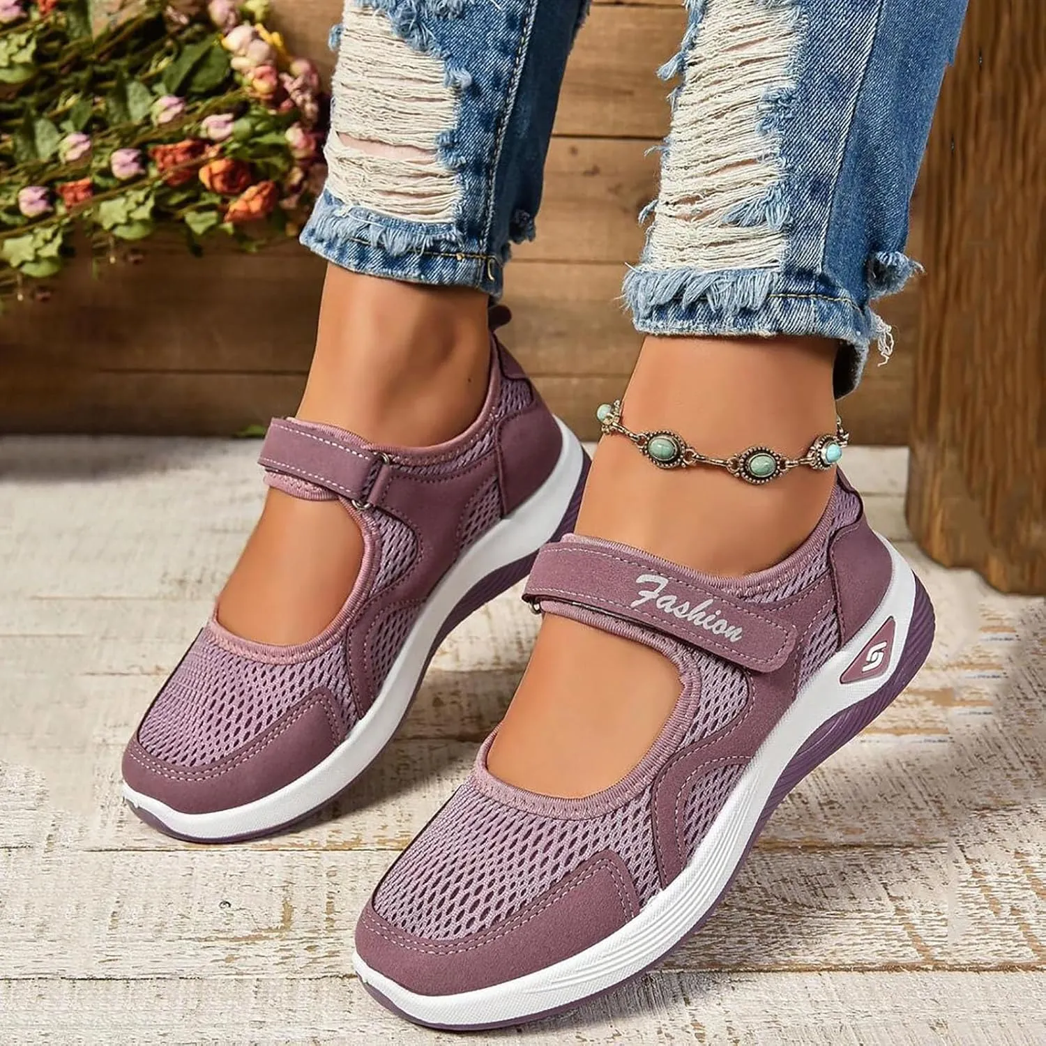 Women's Mesh Orthopedic Shoes Breathable Soft Shoes Arched Support Stretch Cushion Shoes Outdoor Fitness Shoes