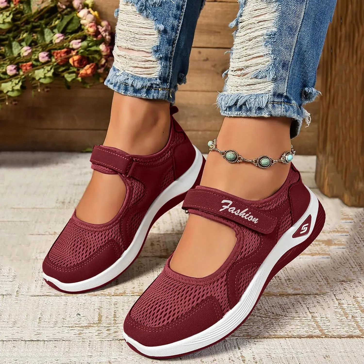 Women's Mesh Orthopedic Shoes Breathable Soft Shoes Arched Support Stretch Cushion Shoes Outdoor Fitness Shoes