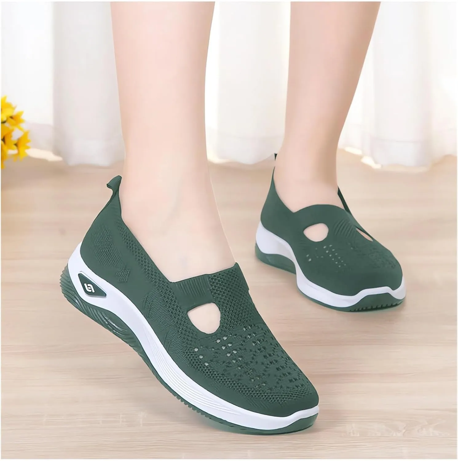 Womens Orthopedic Shoes, Woven Soft Shoes for Women, Arch Support Shoe, Breathable Slip on Foam Diabetic Sneakers