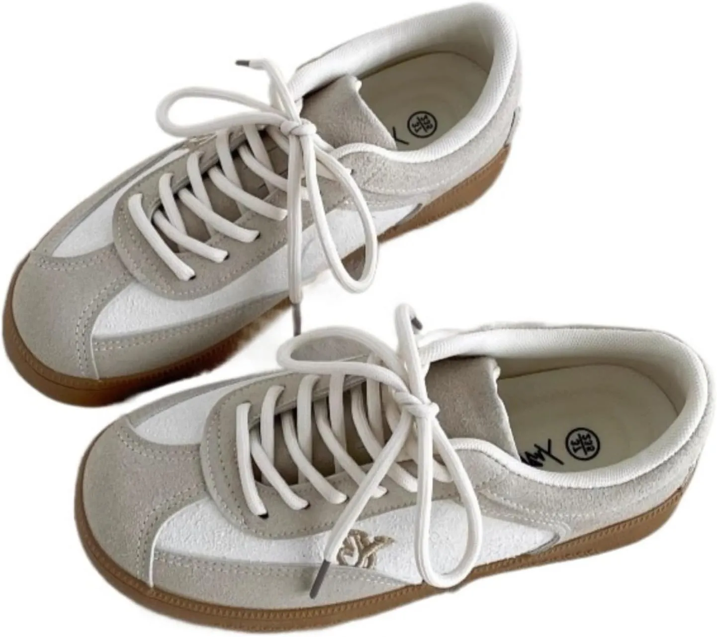 Women’s Retro German Trainer Sneakers – Casual Gump-Style Lace-Up Shoes, Breathable Low-Top Walking Shoes for Students Girls