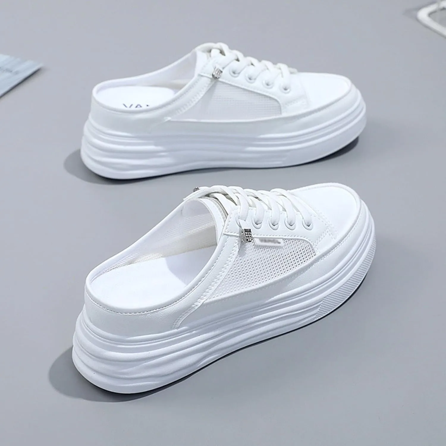 Women's Slip On Platform Sneakers Wedge Slide Mules Soft Sole Comfortable Breathable Mesh Shoes
