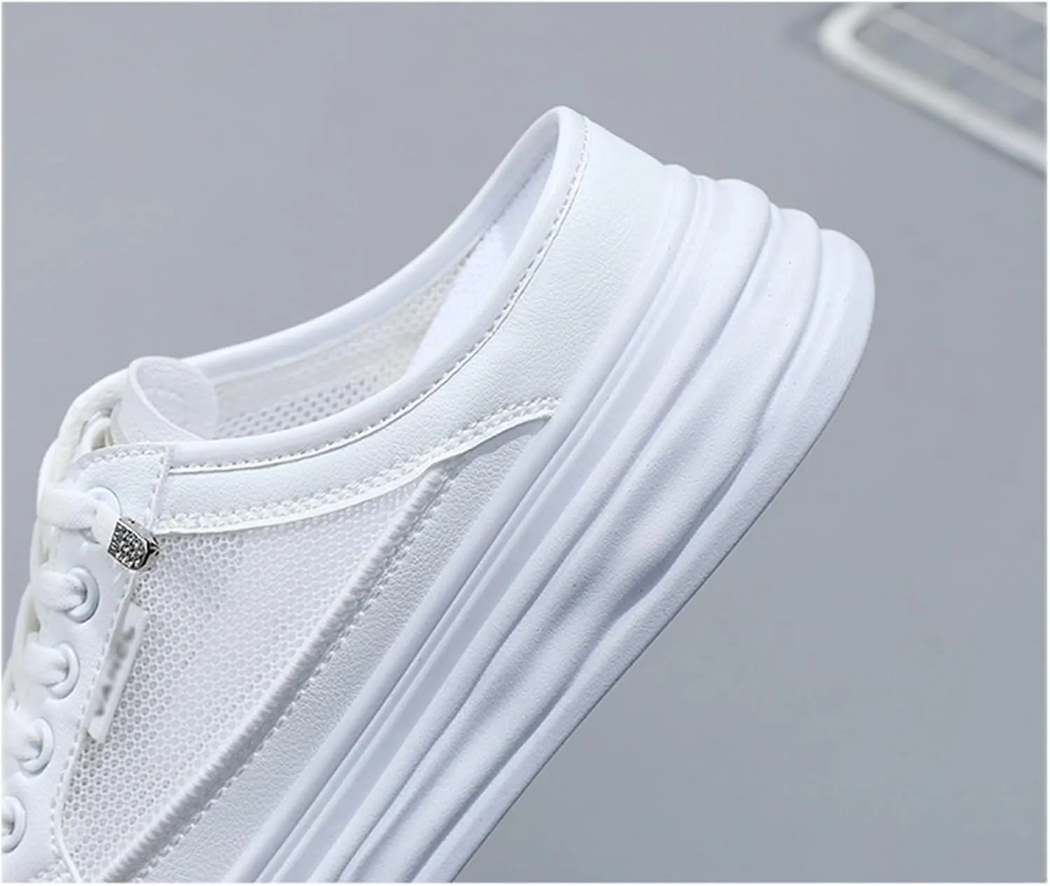 Women's Slip On Platform Sneakers Wedge Slide Mules Soft Sole Comfortable Breathable Mesh Shoes