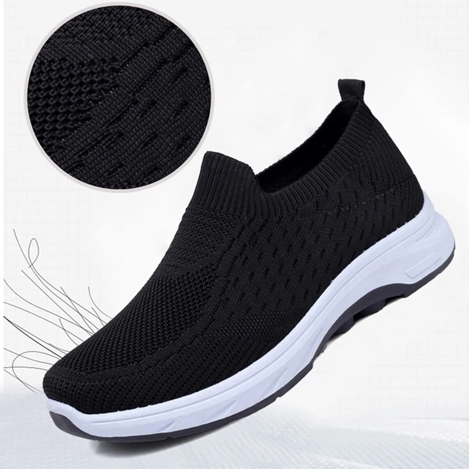 Women's Sneakers Non Slip Thick Bottom Sneakers Fashionable Breathable Mesh Shoes Stretch Minimalist Shoes