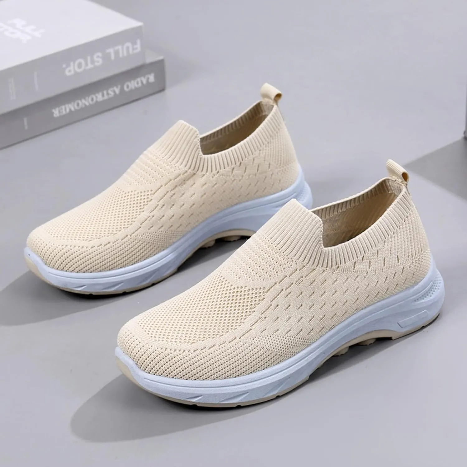 Women's Sneakers Non Slip Thick Bottom Sneakers Fashionable Breathable Mesh Shoes Stretch Minimalist Shoes