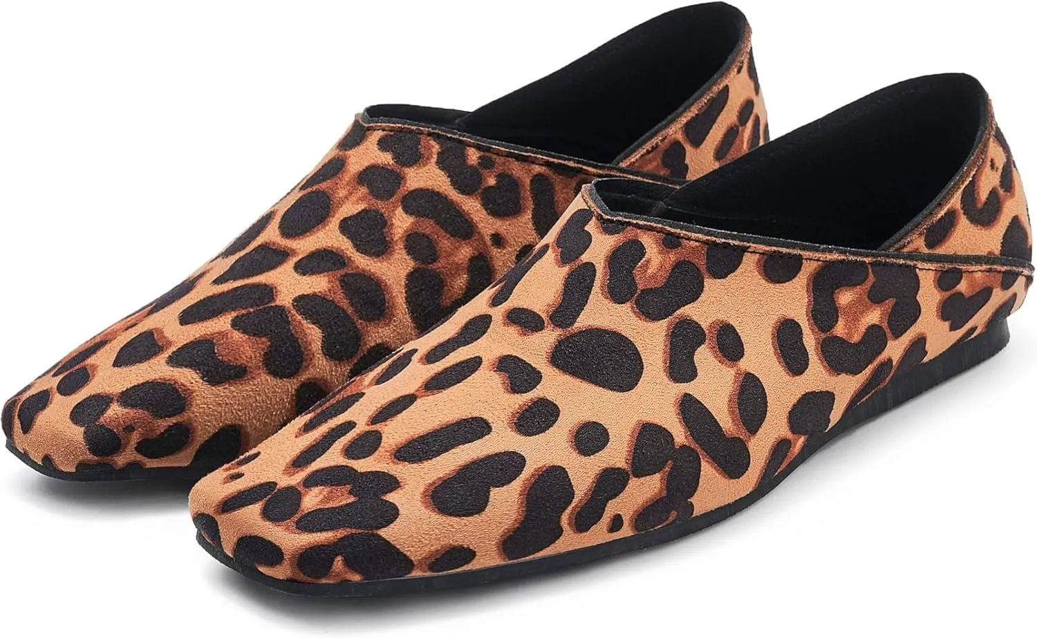 Women's Suede Ballet Flats Square Toe Slip-on Mary Jane Flat Shoes Casual Comfort Everyday Mules