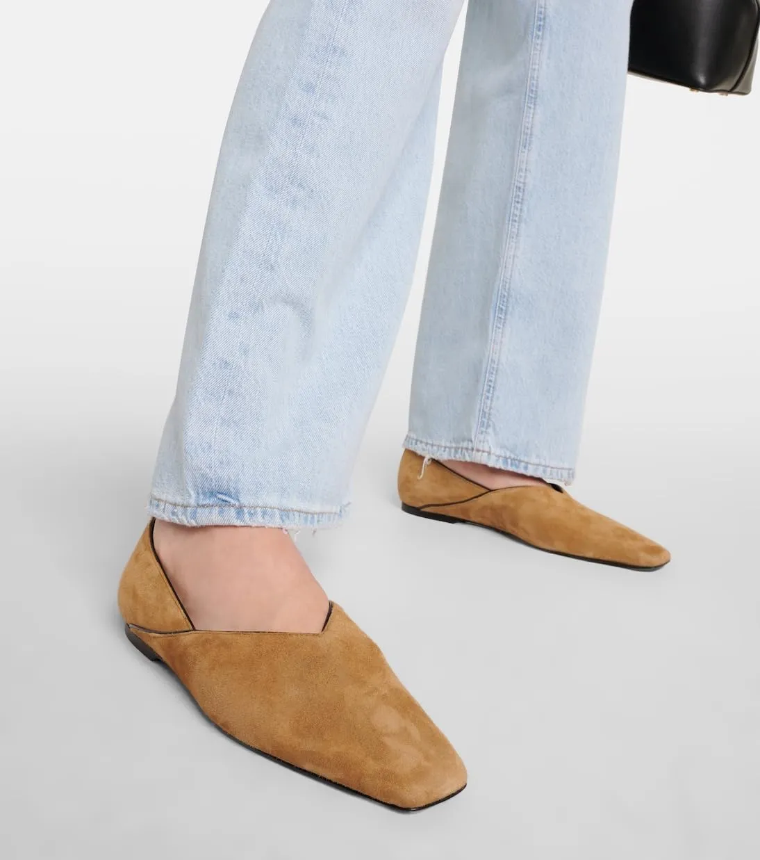 Women's Suede Ballet Flats Square Toe Slip-on Mary Jane Flat Shoes Casual Comfort Everyday Mules
