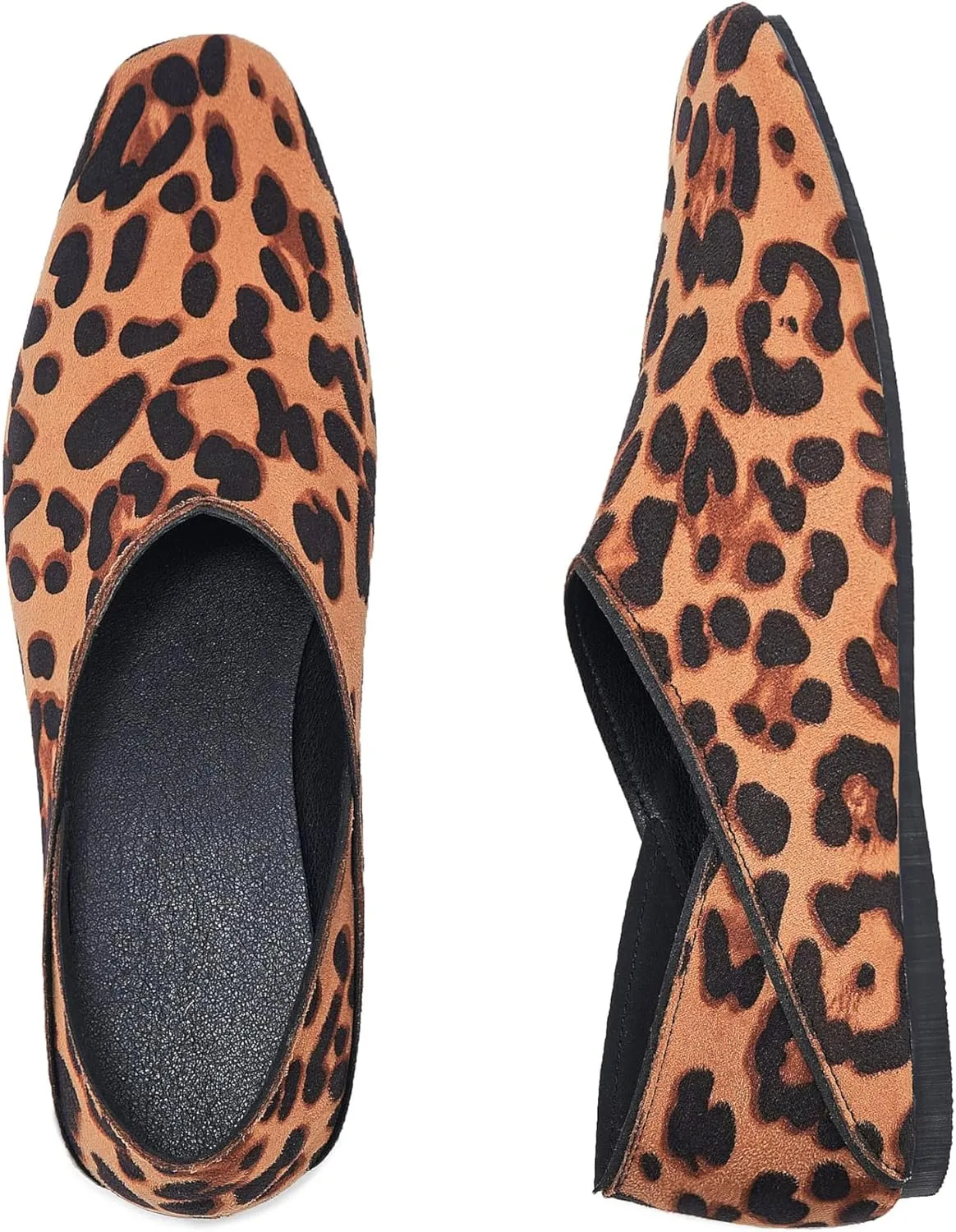 Women's Suede Ballet Flats Square Toe Slip-on Mary Jane Flat Shoes Casual Comfort Everyday Mules