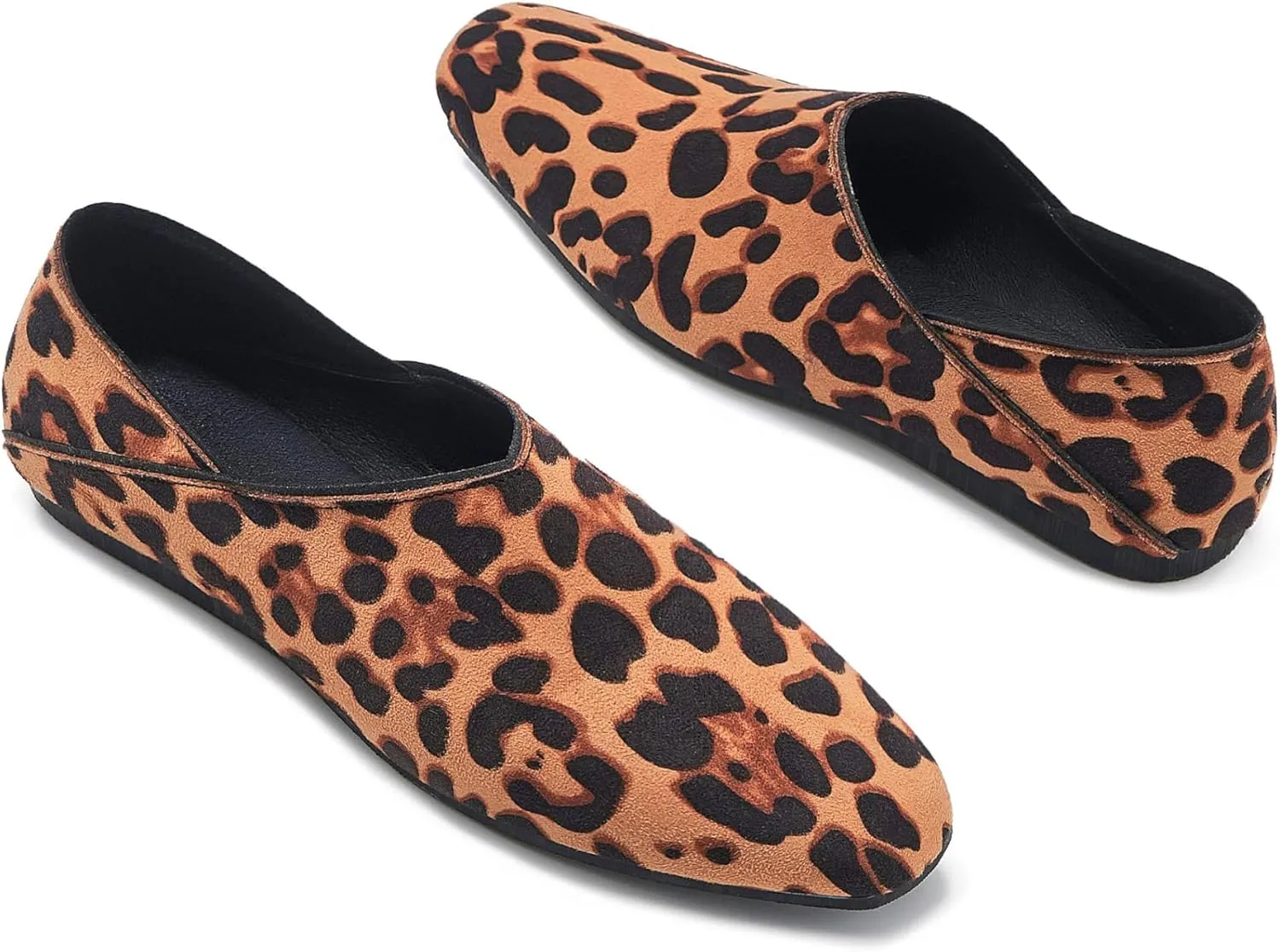 Women's Suede Ballet Flats Square Toe Slip-on Mary Jane Flat Shoes Casual Comfort Everyday Mules