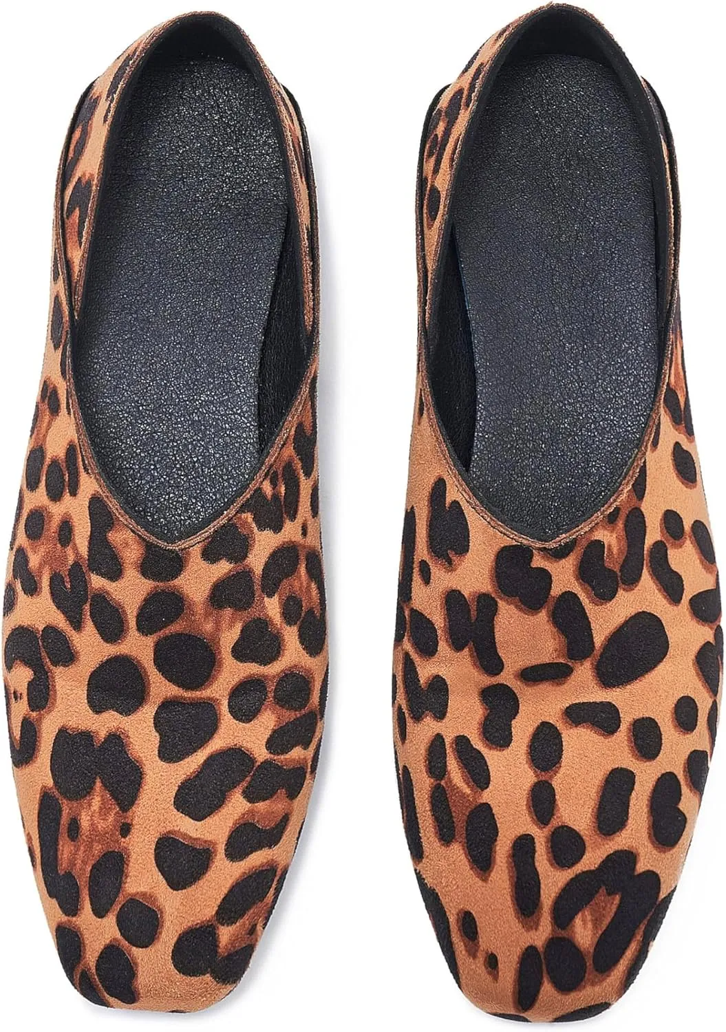 Women's Suede Ballet Flats Square Toe Slip-on Mary Jane Flat Shoes Casual Comfort Everyday Mules