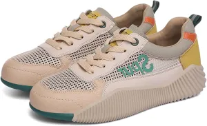 Women's Summer Fashion Sneakers - Casual Platform Chunky Trainers with Breathable Mesh, Soft and Thick Soles Comfortable Lightweight Sports Shoes for Ladies,Yellow-35