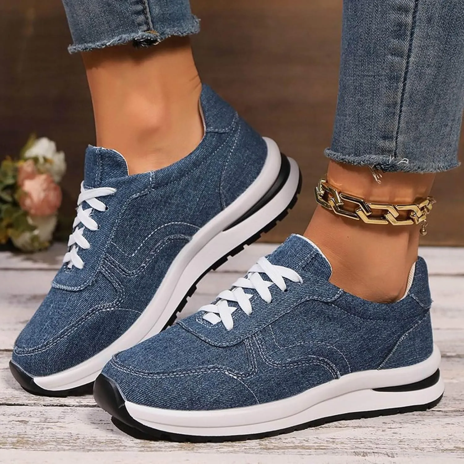 Womens Walking Shoes Fashion Casual Women Shoes Sports Shoes Lace Up Thick Soled Women Shoes Womens Beach Boots Women