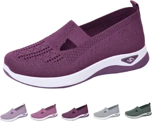Women's Woven Orthopedic Breathable Soft Shoes Go Walking Slip on Diabetic Shoes Hands Free Sneakers Arch Support