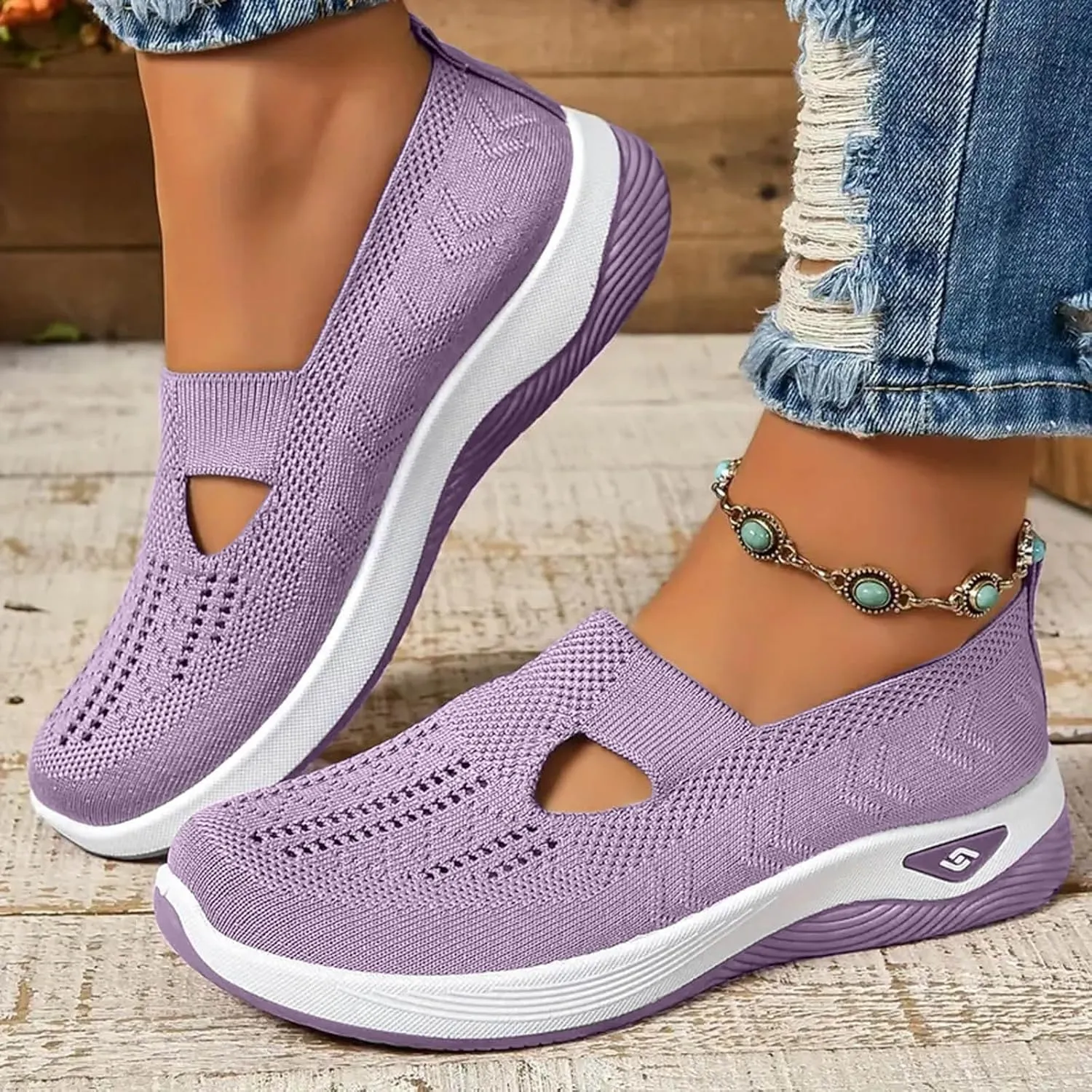 Women's Woven Orthopedic Breathable Soft Shoes Go Walking Slip on Diabetic Shoes Hands Free Sneakers Arch Support