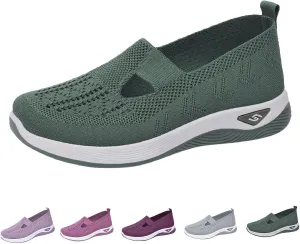 Women's Woven Orthopedic Breathable Soft Shoes Go Walking Slip on Diabetic Shoes Hands Free Sneakers Arch Support