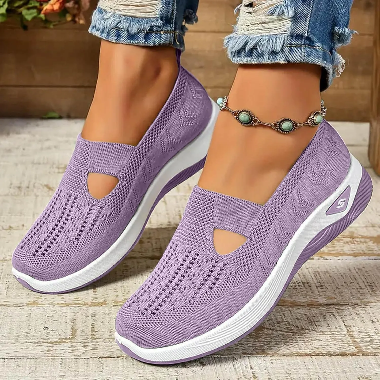 Women's Woven Orthopedic Breathable Soft Shoes Go Walking Slip on Diabetic Shoes Hands Free Sneakers Arch Support
