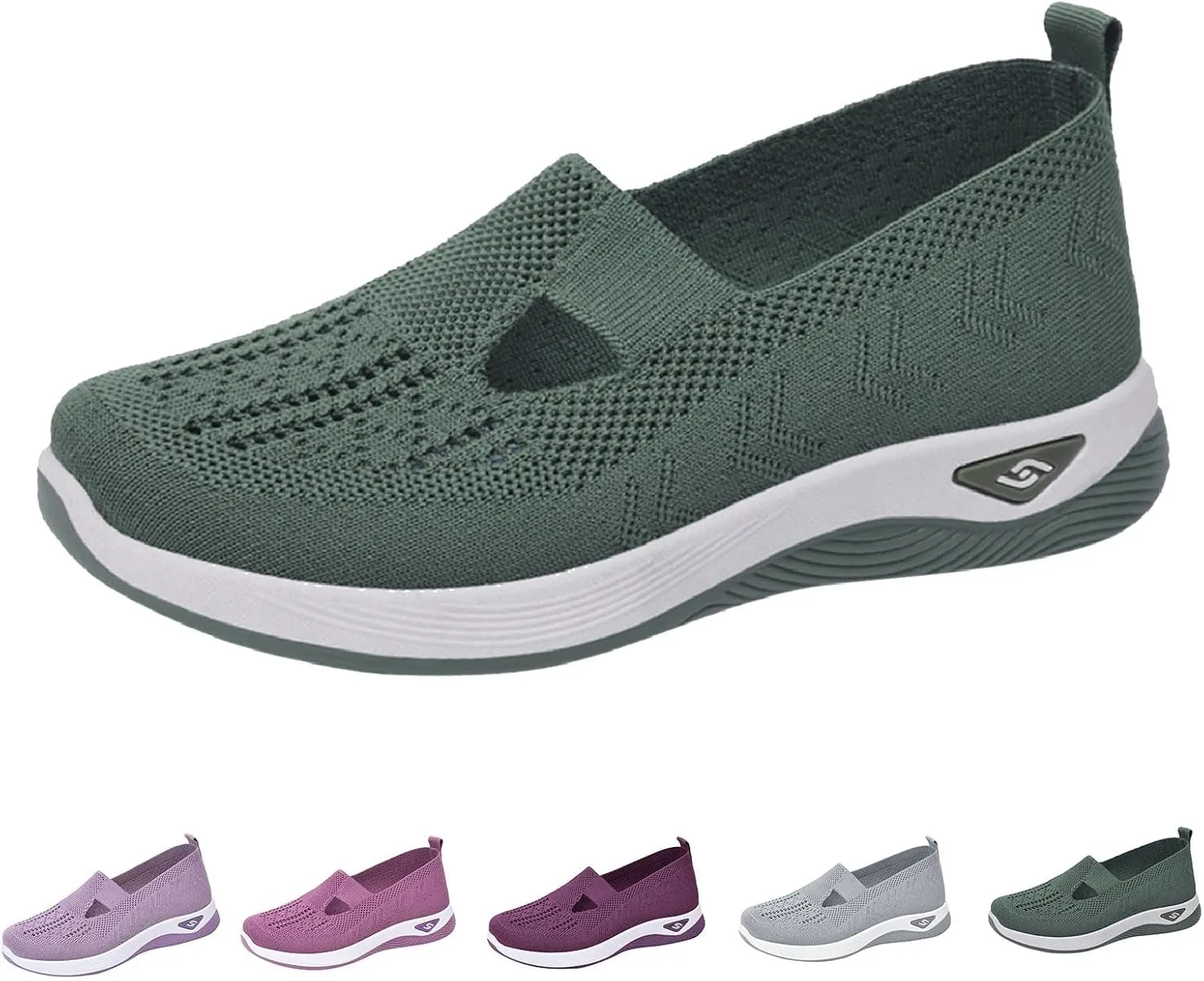 Women's Woven Orthopedic Breathable Soft Shoes Go Walking Slip on Diabetic Shoes Hands Free Sneakers Arch Support