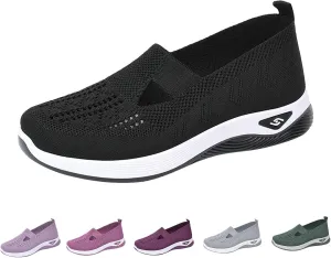 Women's Woven Orthopedic Breathable Soft Shoes Go Walking Slip on Diabetic Shoes Hands Free Sneakers Arch Support