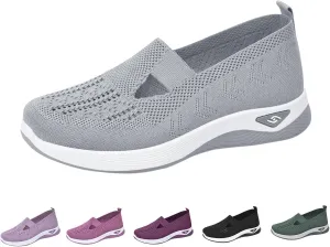 Women's Woven Orthopedic Breathable Soft Shoes Go Walking Slip on Diabetic Shoes Hands Free Sneakers Arch Support