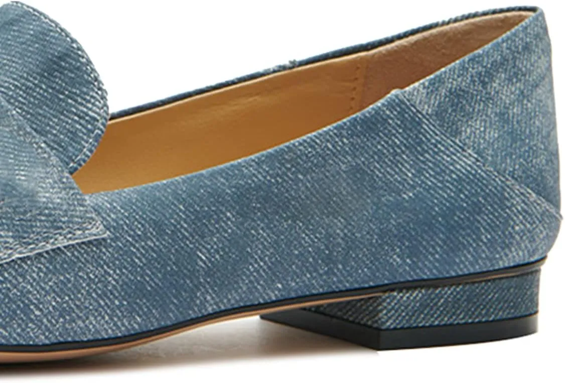 YDN Women Square Toe Comfy Flats Block Low Heel Classic Loafers Office Outfit Walking Shoes Size 4-15 US