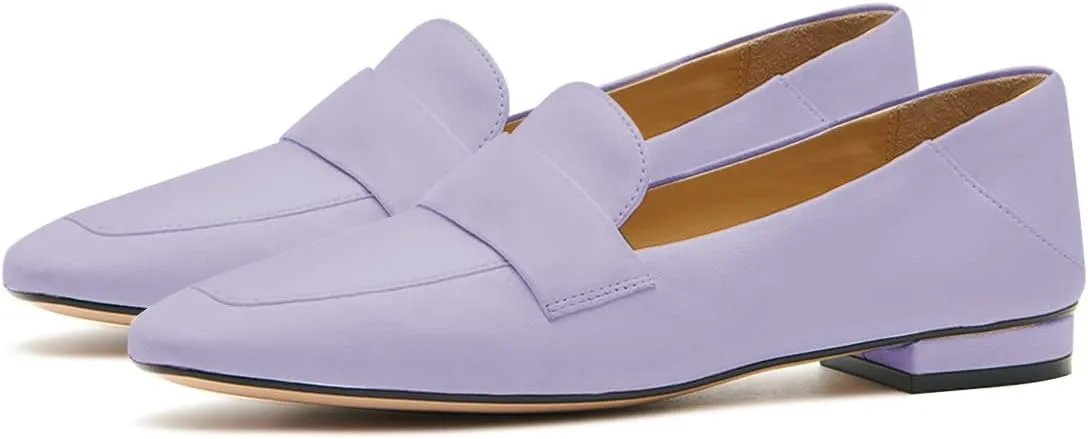 YDN Women Square Toe Comfy Flats Block Low Heel Classic Loafers Office Outfit Walking Shoes Size 4-15 US