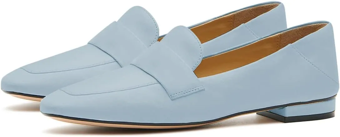 YDN Women Square Toe Comfy Flats Block Low Heel Classic Loafers Office Outfit Walking Shoes Size 4-15 US