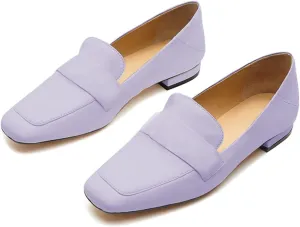 YDN Women Square Toe Comfy Flats Block Low Heel Classic Loafers Office Outfit Walking Shoes Size 4-15 US