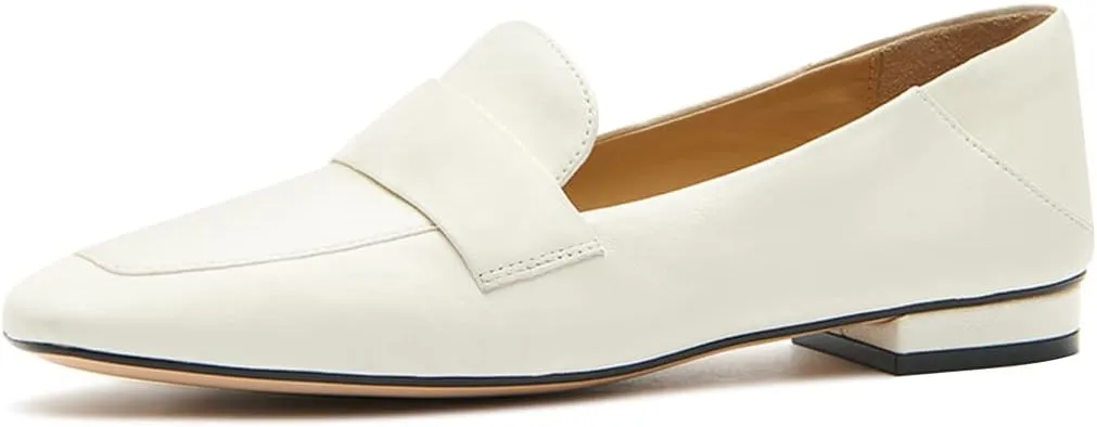 YDN Women Square Toe Comfy Flats Block Low Heel Classic Loafers Office Outfit Walking Shoes Size 4-15 US