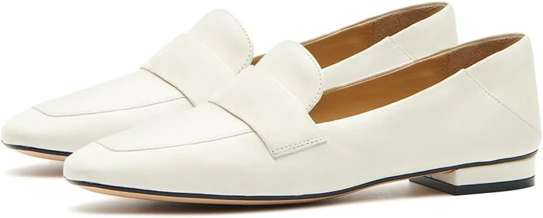 YDN Women Square Toe Comfy Flats Block Low Heel Classic Loafers Office Outfit Walking Shoes Size 4-15 US