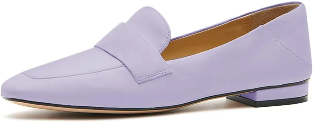YDN Women Square Toe Comfy Flats Block Low Heel Classic Loafers Office Outfit Walking Shoes Size 4-15 US