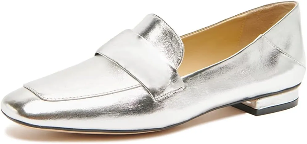 YDN Women Square Toe Comfy Flats Block Low Heel Classic Loafers Office Outfit Walking Shoes Size 4-15 US