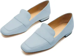 YDN Women Square Toe Comfy Flats Block Low Heel Classic Loafers Office Outfit Walking Shoes Size 4-15 US
